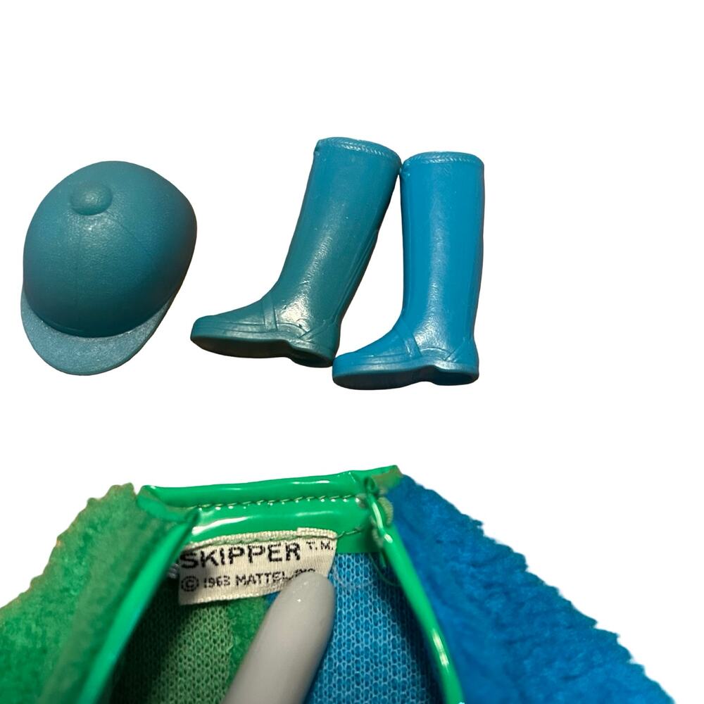 Vtg 60s Barbie Skipper #1959 Warm N Wonderful Outfit - Blue Green Coat Boots Hat - Picture 2 of 7